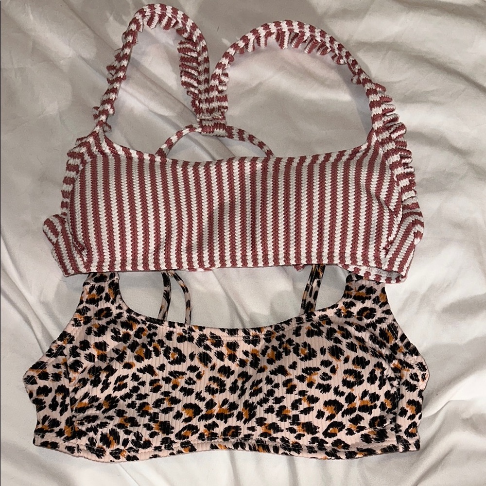 Striped and Leopard Print Target Bikini Tops Size XS